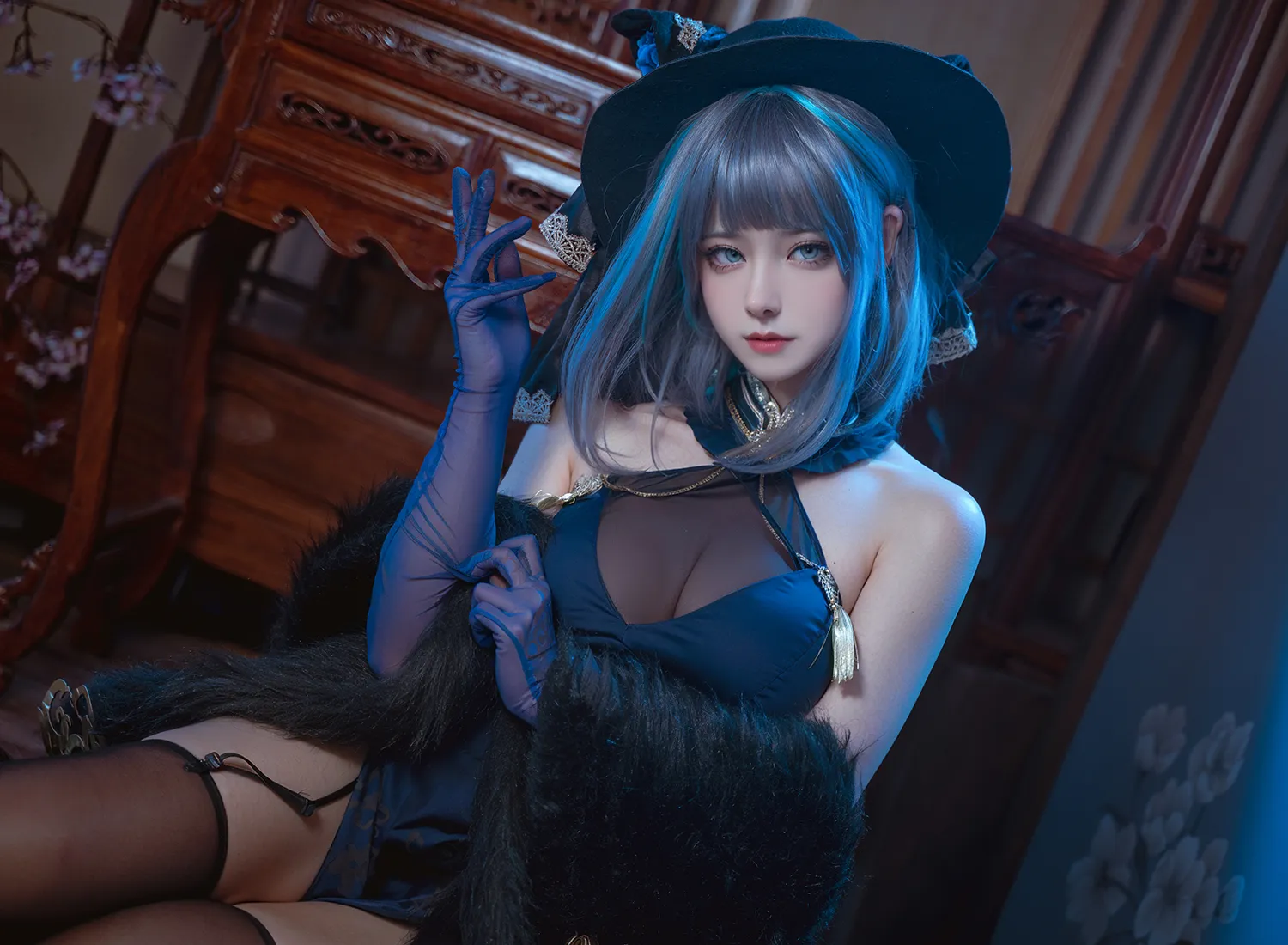 图片[1]-Seya-狮砸 – NO.035 碧蓝航线 柴郡 旗袍 [12P-140M]-IOE魔盒花园