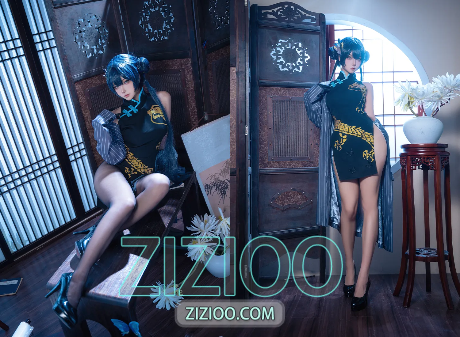 图片[1]-Seya-狮砸 – NO.037 蔚蓝档案 妃咲 旗袍 [12P-138M]-IOE魔盒花园