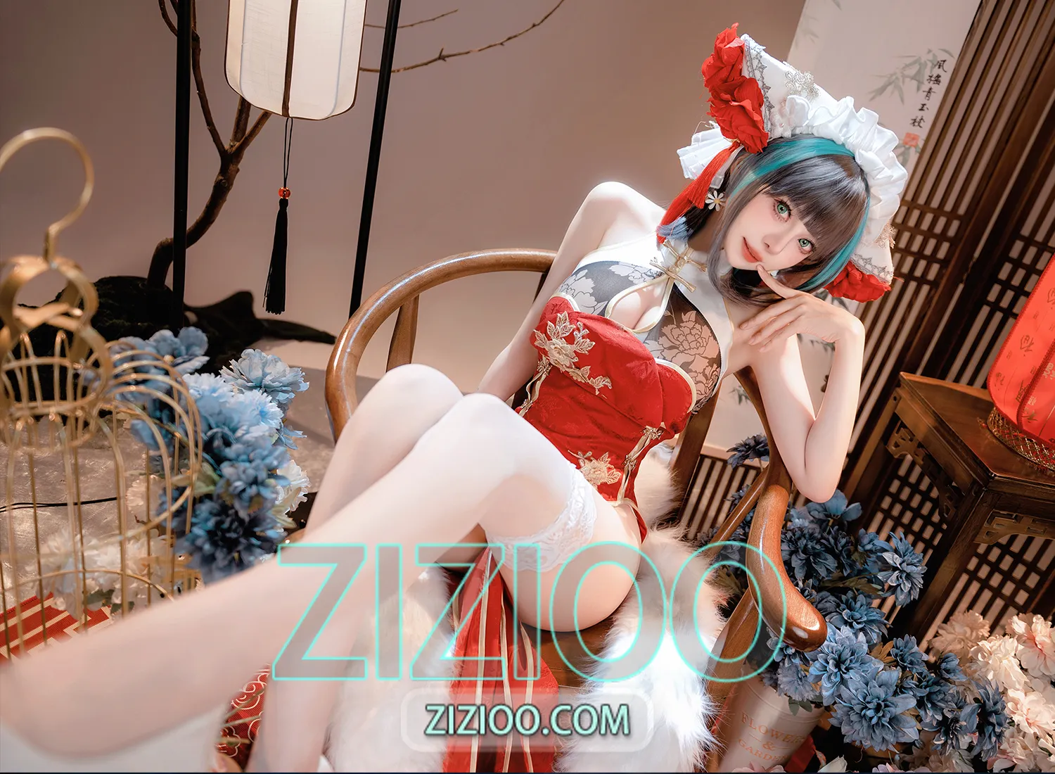 图片[1]-Shika小鹿鹿 – NO.123 碧蓝航线 新年柴郡 [16P-232M]-IOE魔盒花园