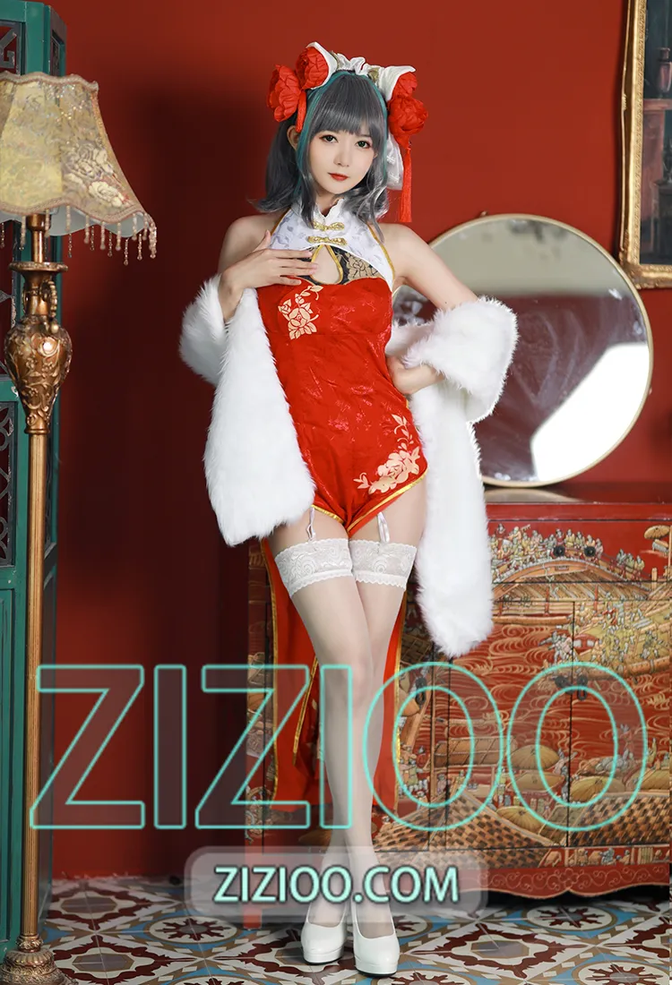 51酱 - NO.018 碧蓝航线 柴郡 新春旗袍 [12P-55M]-IOE魔盒花园