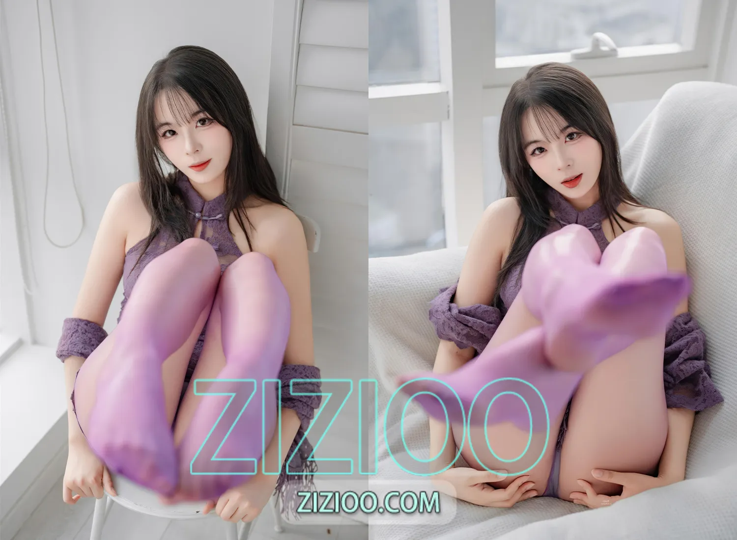 图片[1]-轩萧学姐 – NO.079 紫色旗袍红丝 [74P+1V-499M]-IOE魔盒花园